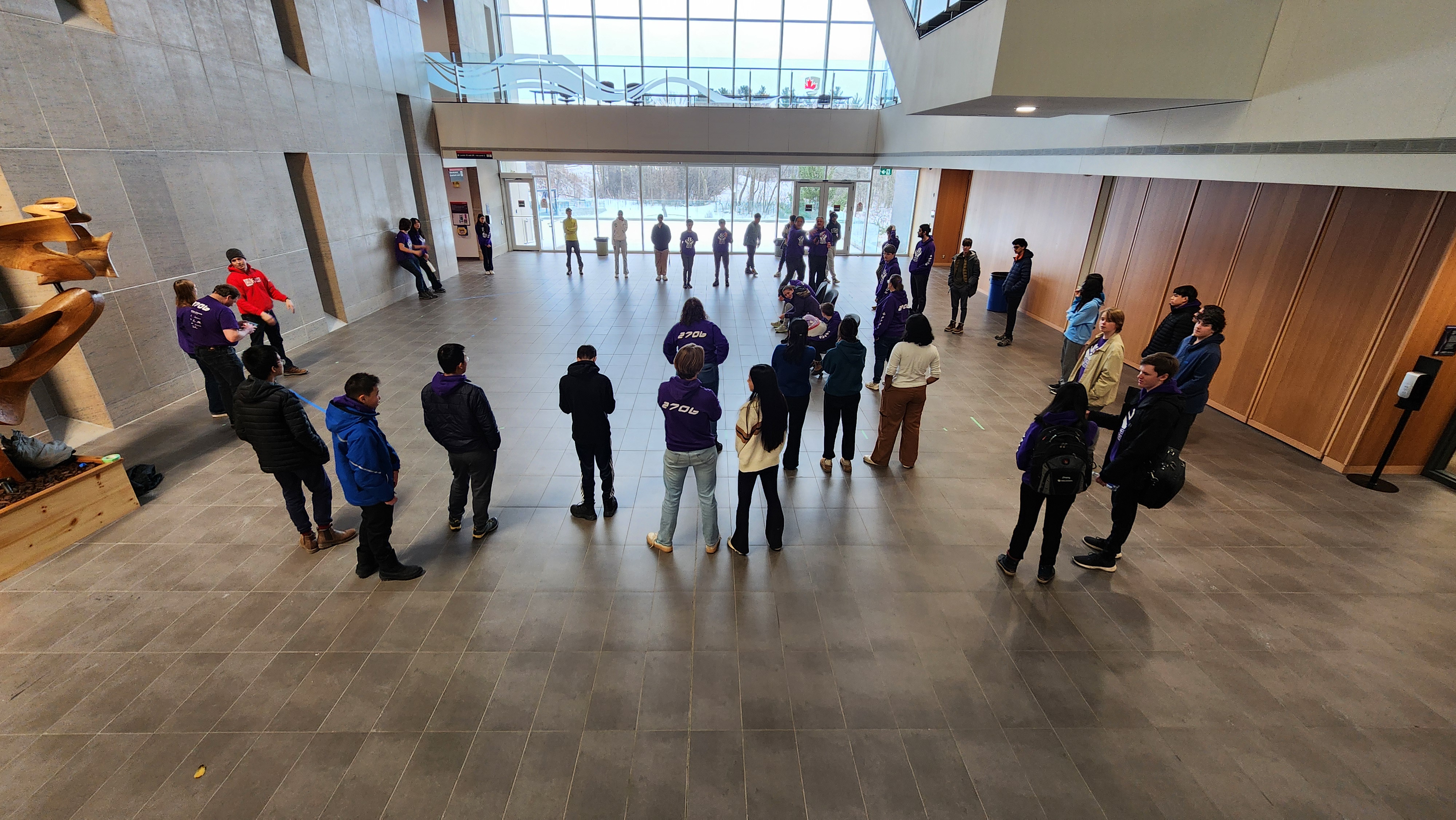 Students working on a robot